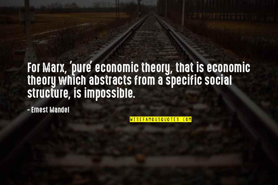 Social Structure Theory Quotes By Ernest Mandel: For Marx, 'pure' economic theory, that is economic
