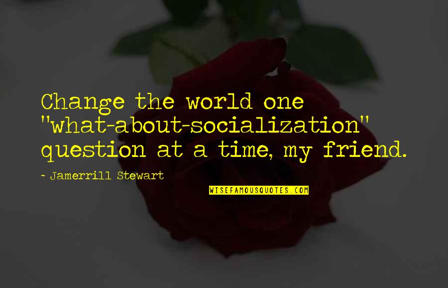 Socialization Quotes By Jamerrill Stewart: Change the world one "what-about-socialization" question at a