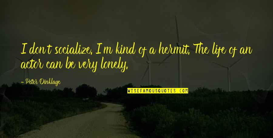 Socialize Quotes By Peter Dinklage: I don't socialize. I'm kind of a hermit.