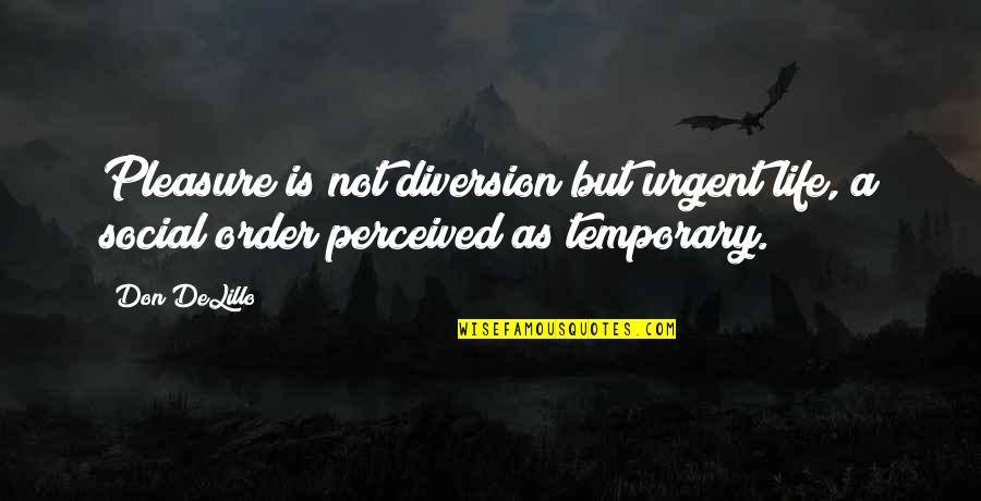 Socializes With Quotes By Don DeLillo: Pleasure is not diversion but urgent life, a