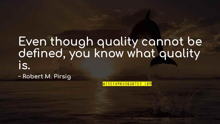 Societalized Quotes By Robert M. Pirsig: Even though quality cannot be defined, you know