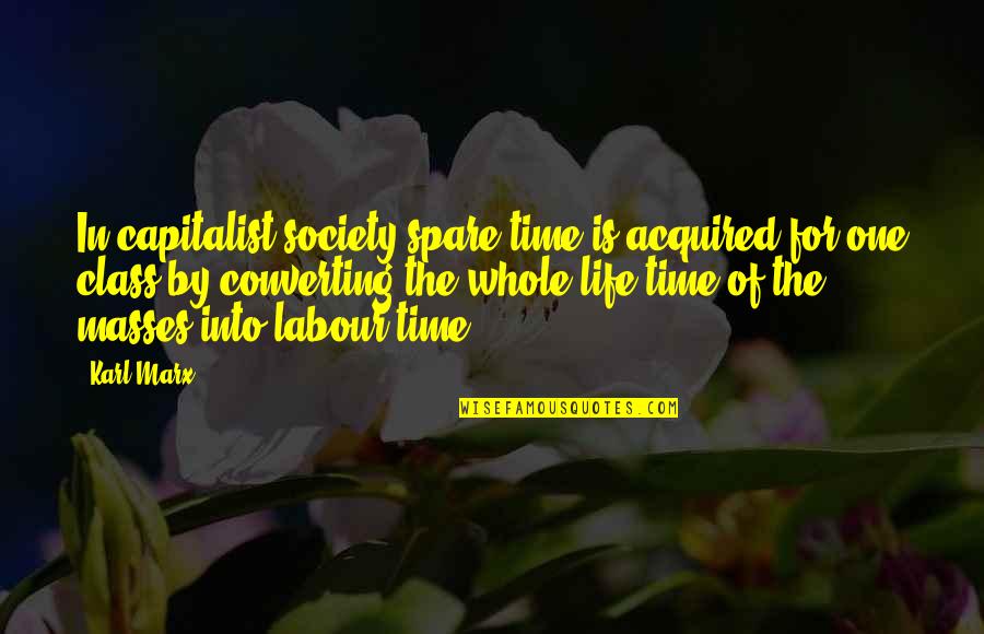 Society And Class Quotes By Karl Marx: In capitalist society spare time is acquired for