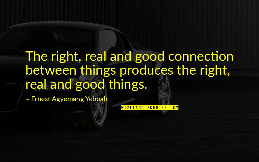 Society And Humanity Quotes By Ernest Agyemang Yeboah: The right, real and good connection between things