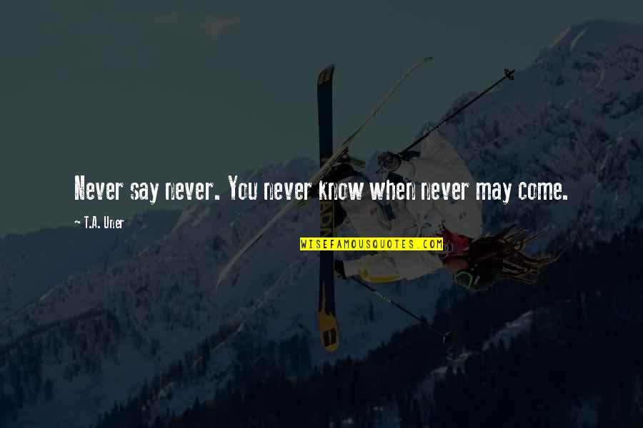 Society And Humanity Quotes By T.A. Uner: Never say never. You never know when never