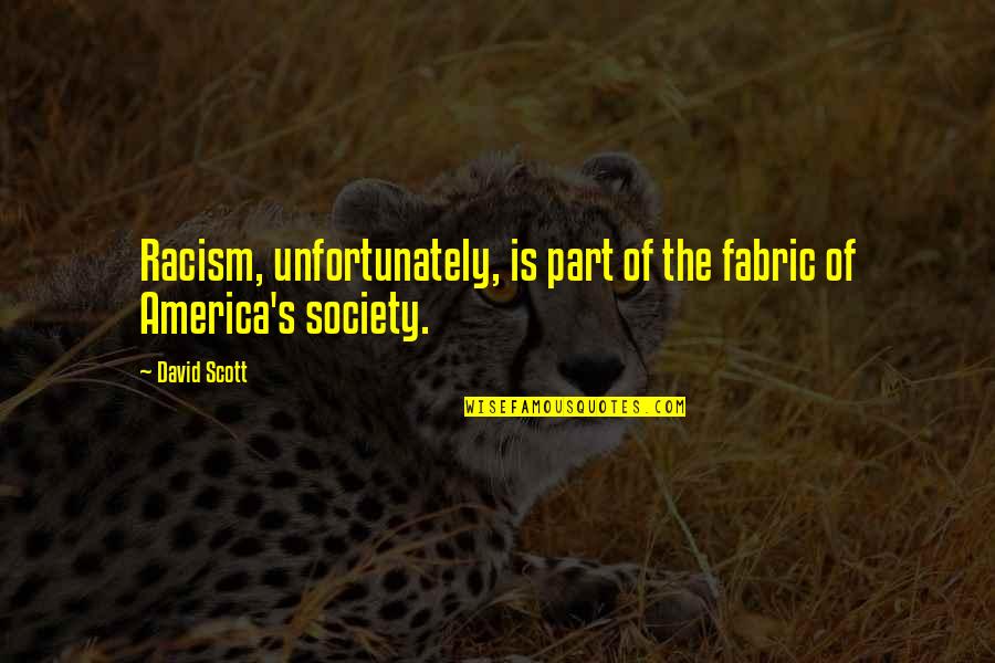 Society And Racism Quotes By David Scott: Racism, unfortunately, is part of the fabric of