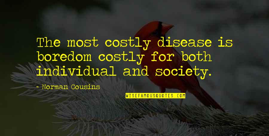 Society And The Individual Quotes By Norman Cousins: The most costly disease is boredom costly for