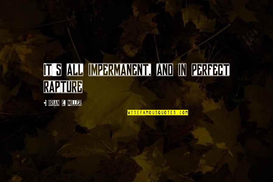 Society Judging Quotes By Brian E. Miller: It's all impermanent, and in perfect rapture