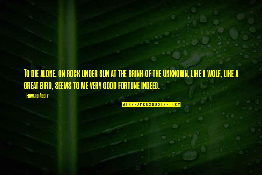 Society Of Spectacle Quotes By Edward Abbey: To die alone, on rock under sun at