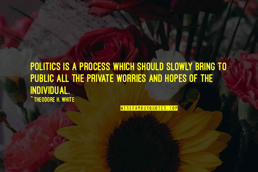Society Of The Spectacle Guy Debord Quotes By Theodore H. White: Politics is a process which should slowly bring Society Of The Spectacle Guy Debord Quotes By Theodore H. White: Politics is a process which should slowly bring