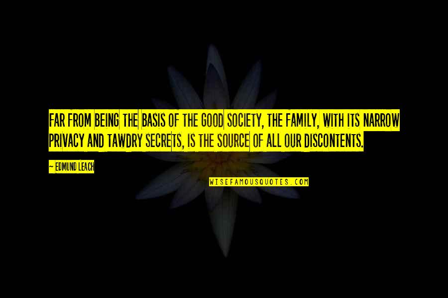 Society Quotes By Edmund Leach: Far from being the basis of the good