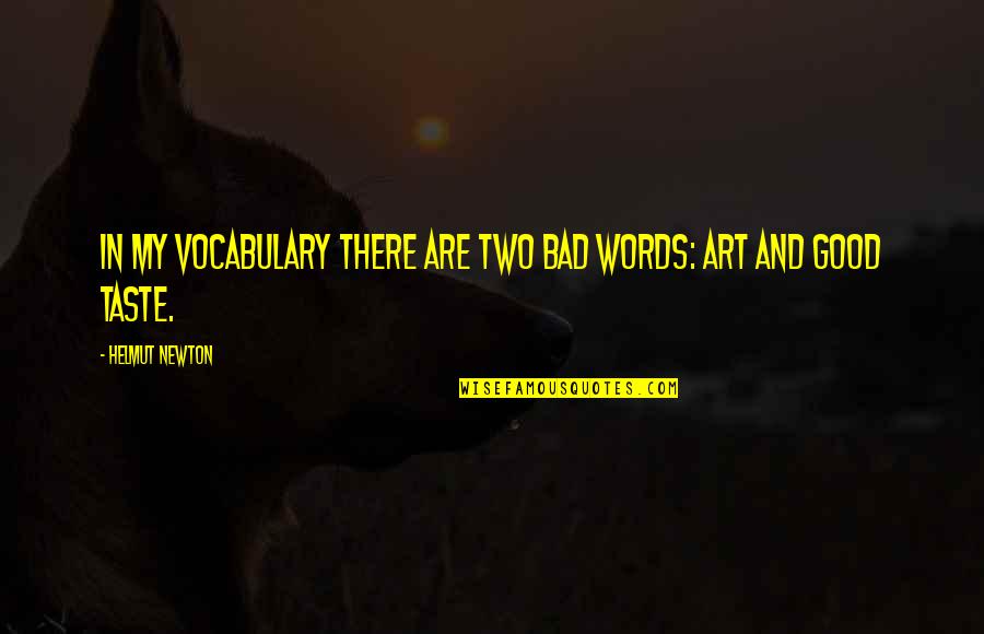 Socitey Quotes By Helmut Newton: In my vocabulary there are two bad words: Socitey Quotes By Helmut Newton: In my vocabulary there are two bad words: