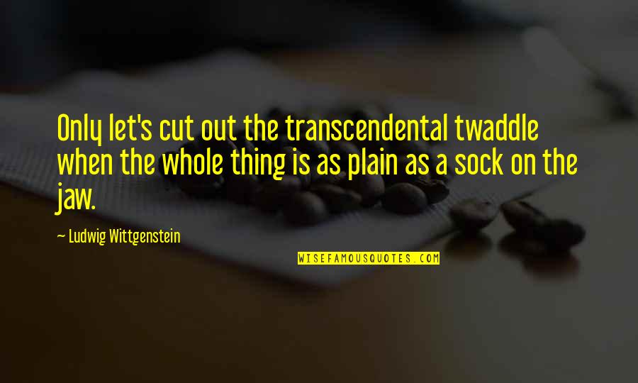 Sock Quotes By Ludwig Wittgenstein: Only let's cut out the transcendental twaddle when