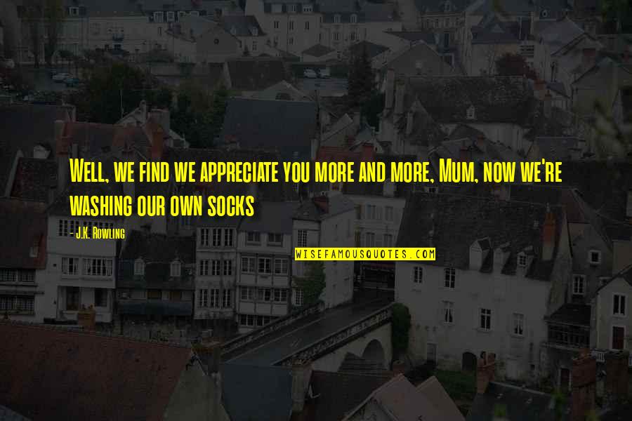 Socks Quotes By J.K. Rowling: Well, we find we appreciate you more and