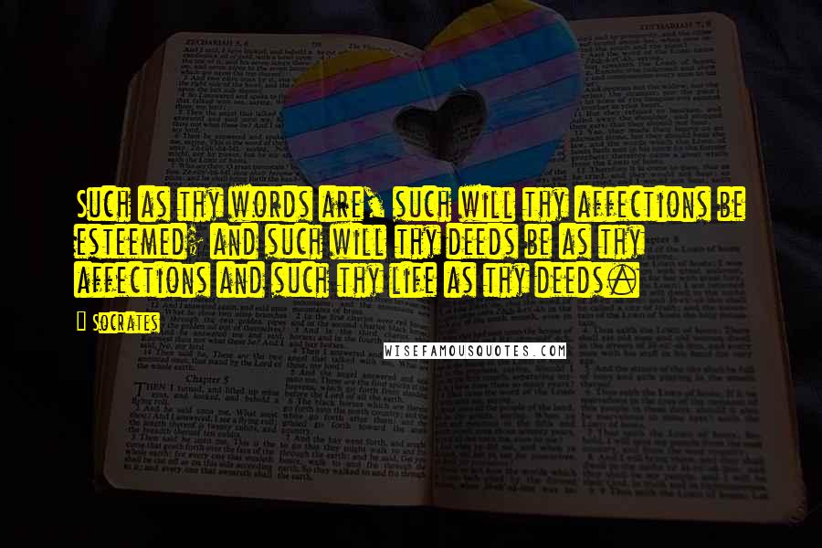 Socrates quotes: Such as thy words are, such will thy affections be esteemed; and such will thy deeds be as thy affections and such thy life as thy deeds.