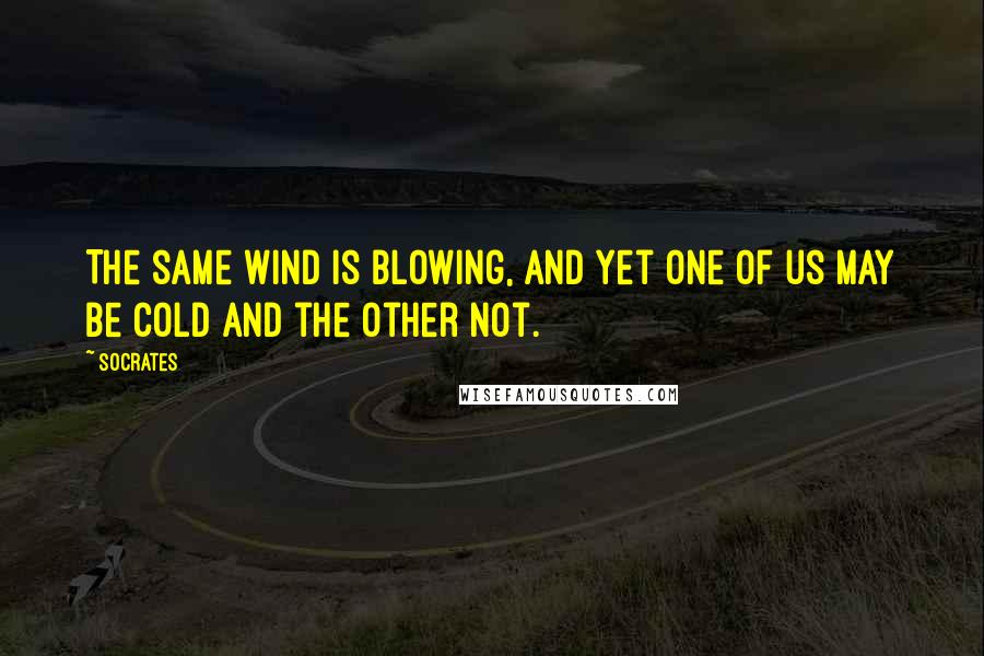 Socrates quotes: The same wind is blowing, and yet one of us may be cold and the other not.