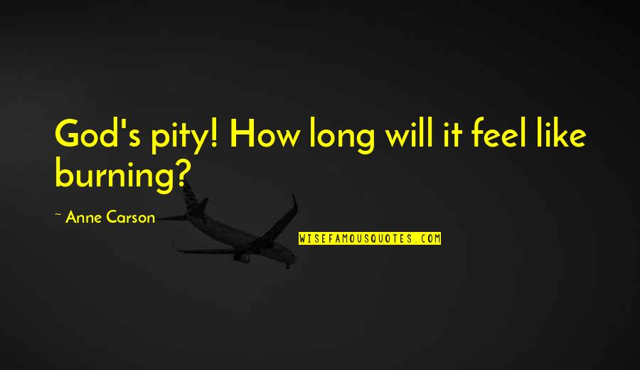 Sodeep Quotes By Anne Carson: God's pity! How long will it feel like