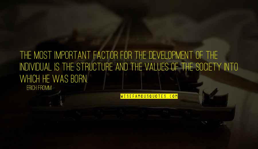 Sodeep Quotes By Erich Fromm: The most important factor for the development of