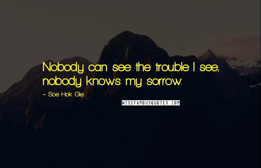 Soe Hok Gie quotes: Nobody can see the trouble I see, nobody knows my sorrow. Soe Hok Gie quotes: Nobody can see the trouble I see, nobody knows my sorrow.