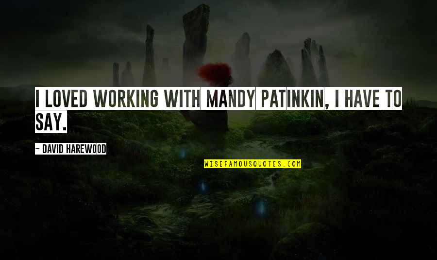 Soehner Nationality Quotes By David Harewood: I loved working with Mandy Patinkin, I have Soehner Nationality Quotes By David Harewood: I loved working with Mandy Patinkin, I have