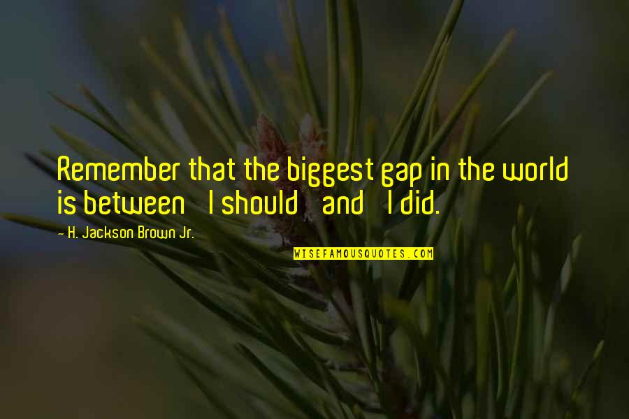 Soenksen Construction Quotes By H. Jackson Brown Jr.: Remember that the biggest gap in the world Soenksen Construction Quotes By H. Jackson Brown Jr.: Remember that the biggest gap in the world