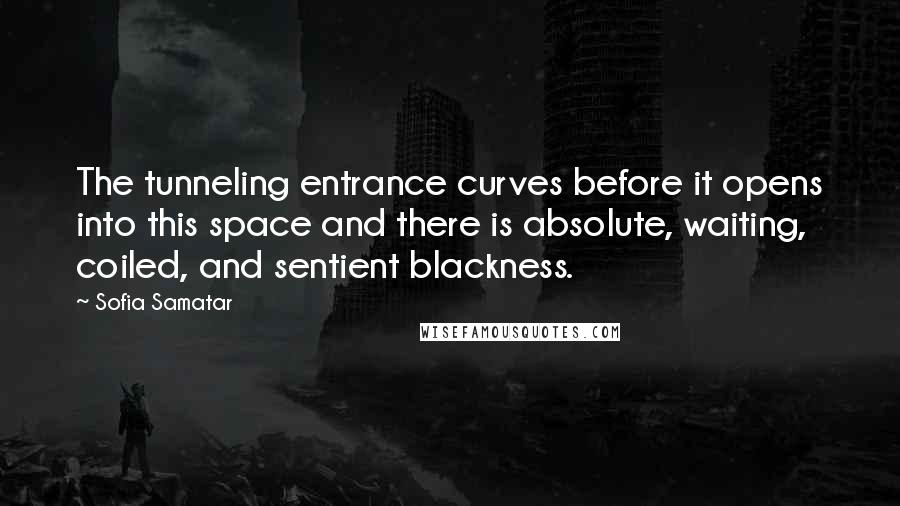 Sofia Samatar quotes: The tunneling entrance curves before it opens into this space and there is absolute, waiting, coiled, and sentient blackness.