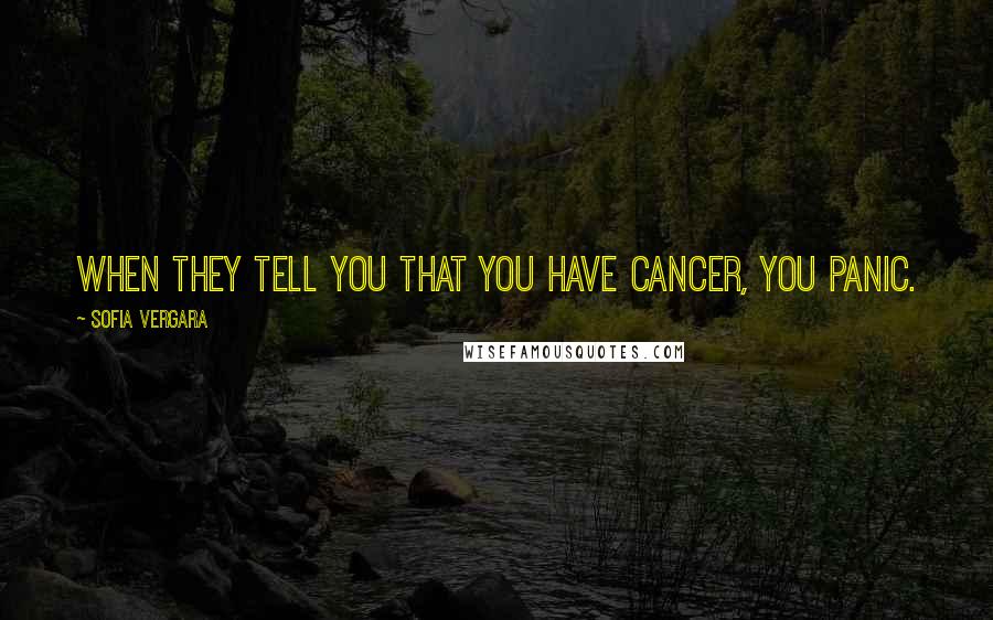 Sofia Vergara quotes: When they tell you that you have cancer, you panic. Sofia Vergara quotes: When they tell you that you have cancer, you panic.
