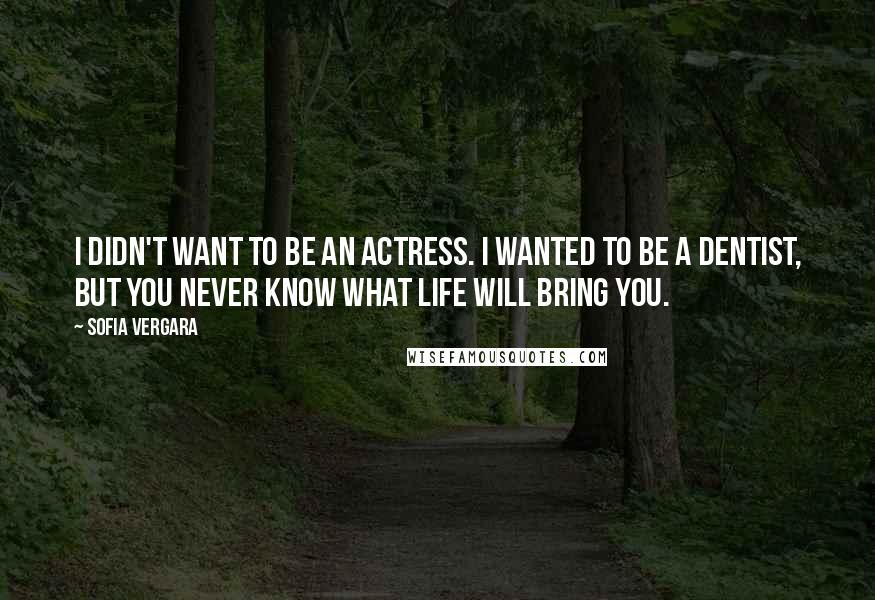 Sofia Vergara quotes: I didn't want to be an actress. I wanted to be a dentist, but you never know what life will bring you.