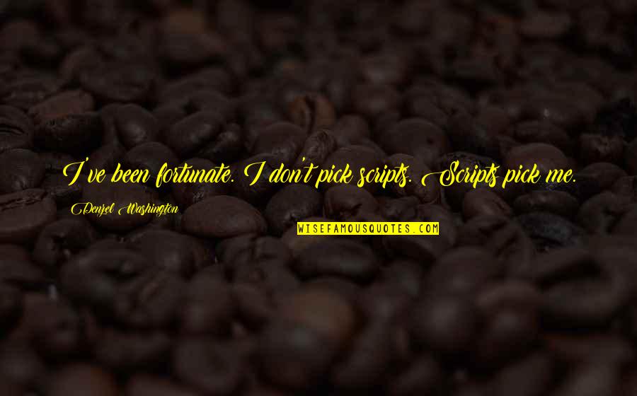 Sofiko Chiaurelis Quotes By Denzel Washington: I've been fortunate. I don't pick scripts. Scripts Sofiko Chiaurelis Quotes By Denzel Washington: I've been fortunate. I don't pick scripts. Scripts