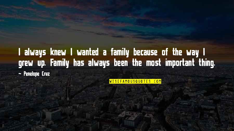 Sofiko Chiaurelis Quotes By Penelope Cruz: I always knew I wanted a family because