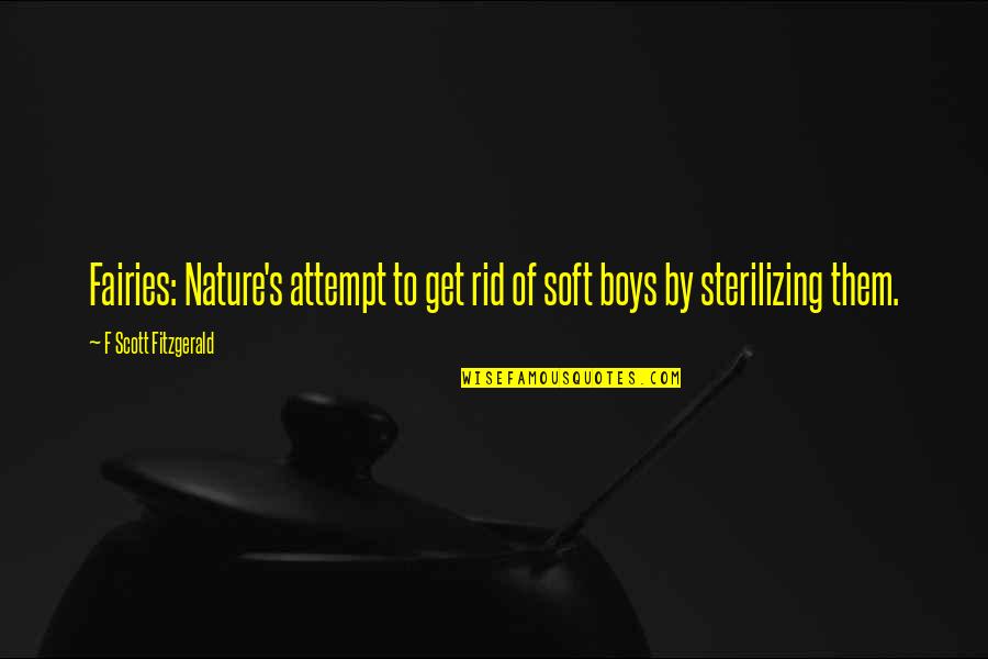 Soft Nature Quotes By F Scott Fitzgerald: Fairies: Nature's attempt to get rid of soft Soft Nature Quotes By F Scott Fitzgerald: Fairies: Nature's attempt to get rid of soft