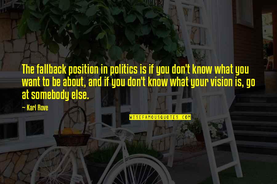 Softball Diamond Quotes By Karl Rove: The fallback position in politics is if you Softball Diamond Quotes By Karl Rove: The fallback position in politics is if you