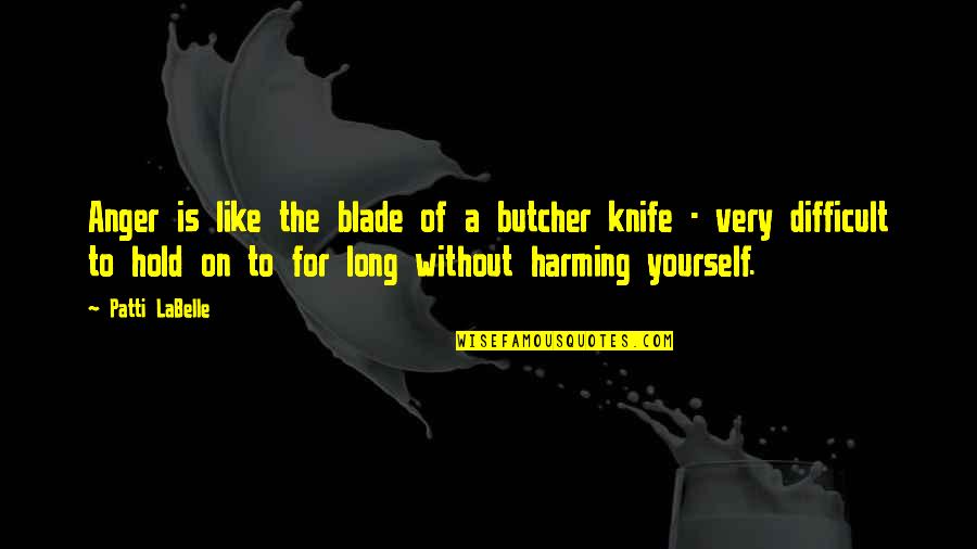 Softball Dugout Quotes By Patti LaBelle: Anger is like the blade of a butcher