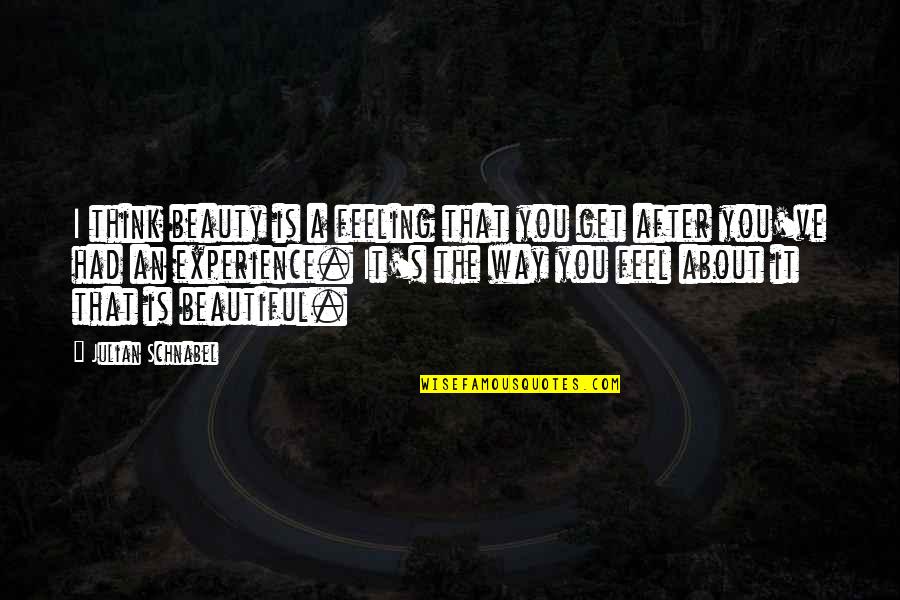 Softball Quote Quotes By Julian Schnabel: I think beauty is a feeling that you Softball Quote Quotes By Julian Schnabel: I think beauty is a feeling that you