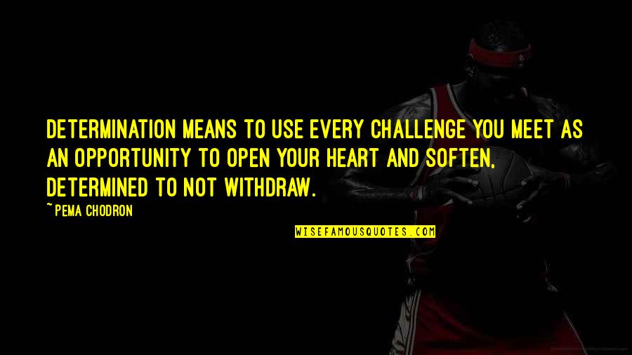 Soften'd Quotes By Pema Chodron: Determination means to use every challenge you meet