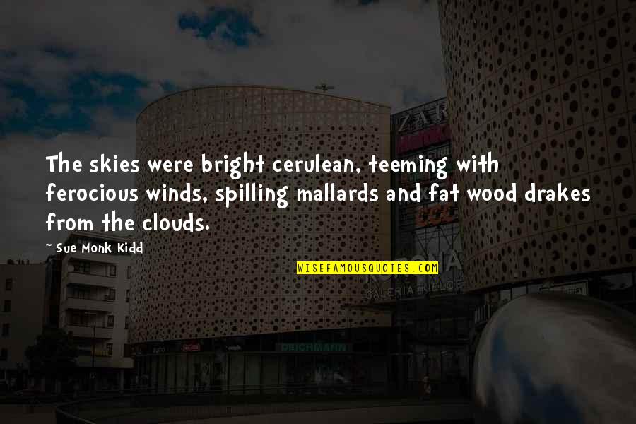 Sofy Pads Quotes By Sue Monk Kidd: The skies were bright cerulean, teeming with ferocious Sofy Pads Quotes By Sue Monk Kidd: The skies were bright cerulean, teeming with ferocious