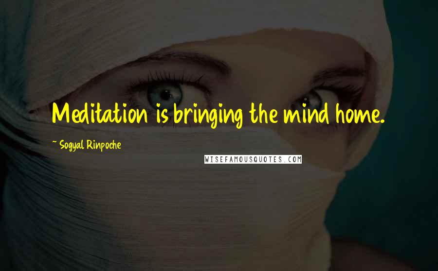 Sogyal Rinpoche quotes: Meditation is bringing the mind home.