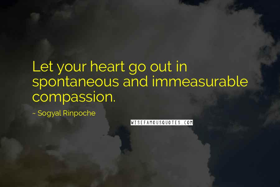 Sogyal Rinpoche quotes: Let your heart go out in spontaneous and immeasurable compassion.