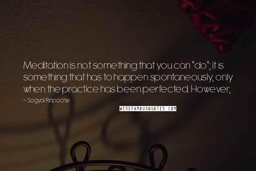 Sogyal Rinpoche quotes: Meditation is not something that you can "do"; it is something that has to happen spontaneously, only when the practice has been perfected. However,