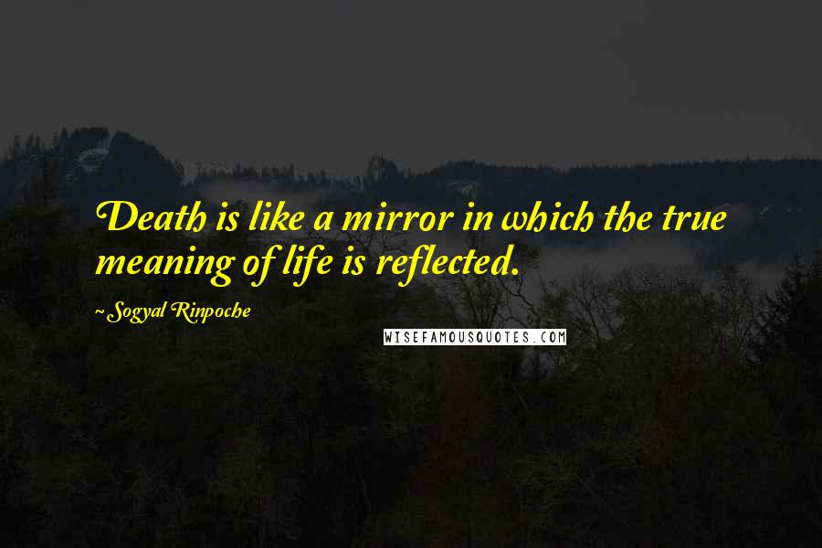Sogyal Rinpoche quotes: Death is like a mirror in which the true meaning of life is reflected.
