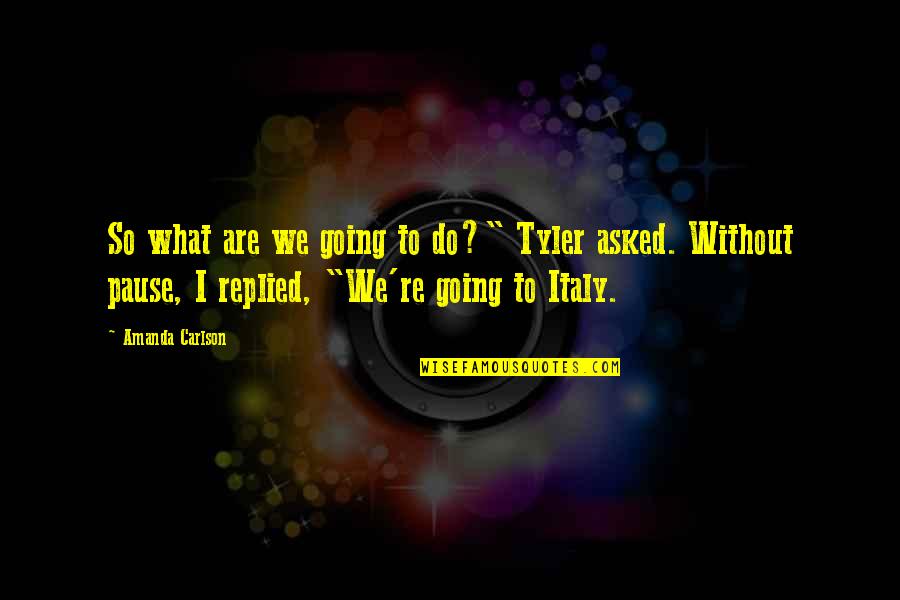 Soignante Quotes By Amanda Carlson: So what are we going to do?" Tyler