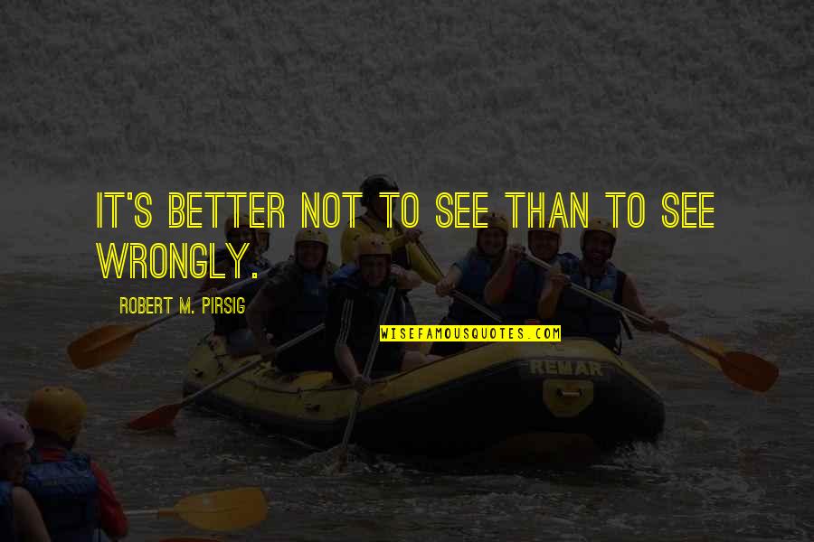Sojatc Quotes By Robert M. Pirsig: It's better not to see than to see
