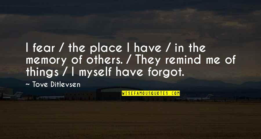 Sokanon Quotes By Tove Ditlevsen: I fear / the place I have /