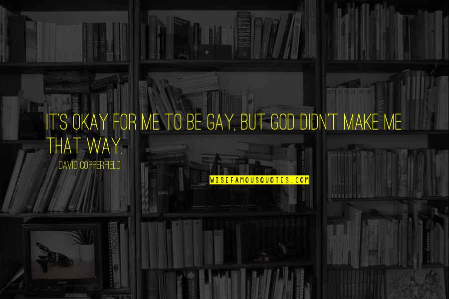 S'okay Quotes By David Copperfield: It's okay for me to be gay, but