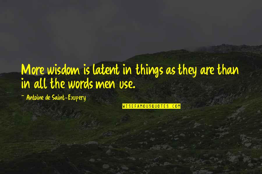 Sokolica Quotes By Antoine De Saint-Exupery: More wisdom is latent in things as they Sokolica Quotes By Antoine De Saint-Exupery: More wisdom is latent in things as they