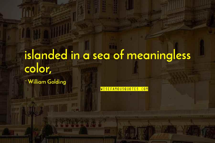 Sokoloff Attorney Quotes By William Golding: islanded in a sea of meaningless color,