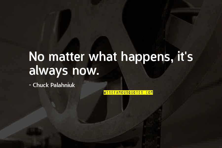 Sokolsky Chess Quotes By Chuck Palahniuk: No matter what happens, it's always now. Sokolsky Chess Quotes By Chuck Palahniuk: No matter what happens, it's always now.