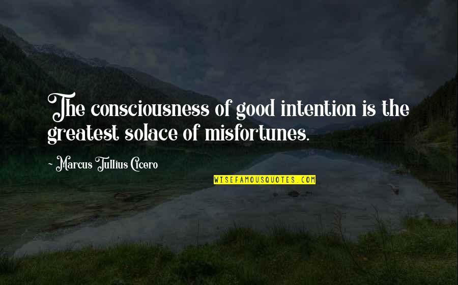 Solace Quotes By Marcus Tullius Cicero: The consciousness of good intention is the greatest