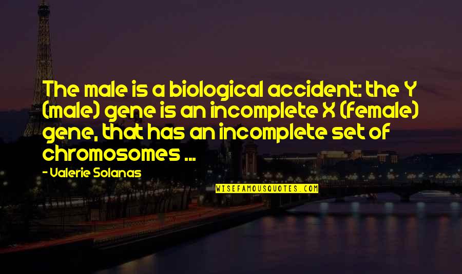Solanas Quotes By Valerie Solanas: The male is a biological accident: the Y