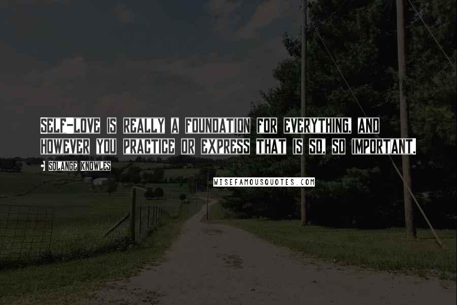 Solange Knowles quotes: Self-love is really a foundation for everything, and however you practice or express that is so, so important.