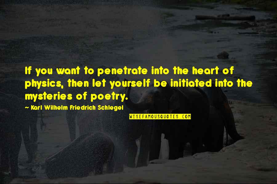 Solar Panels Quotes By Karl Wilhelm Friedrich Schlegel: If you want to penetrate into the heart